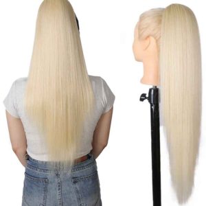 Ponytail Extension mit Kordelzug blonde Lang Glatt Haarteil