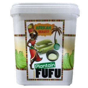 African Beauty Plantain Fufu – Kochbananen-Fufu / Plantain Fufu Flour im Eimer – 4 kg