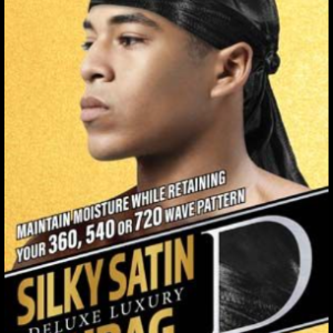 Dream World Silky Satin Deluxe Durag – Schwarz / Black – 40" Long Tails