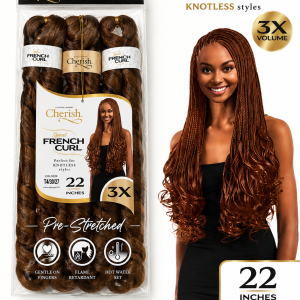 Cherish Spiral French Curl 3X Pre-Stretched – 22 Inch – Flechthaar für Knotless Braids / French Curl Braiding Hair
